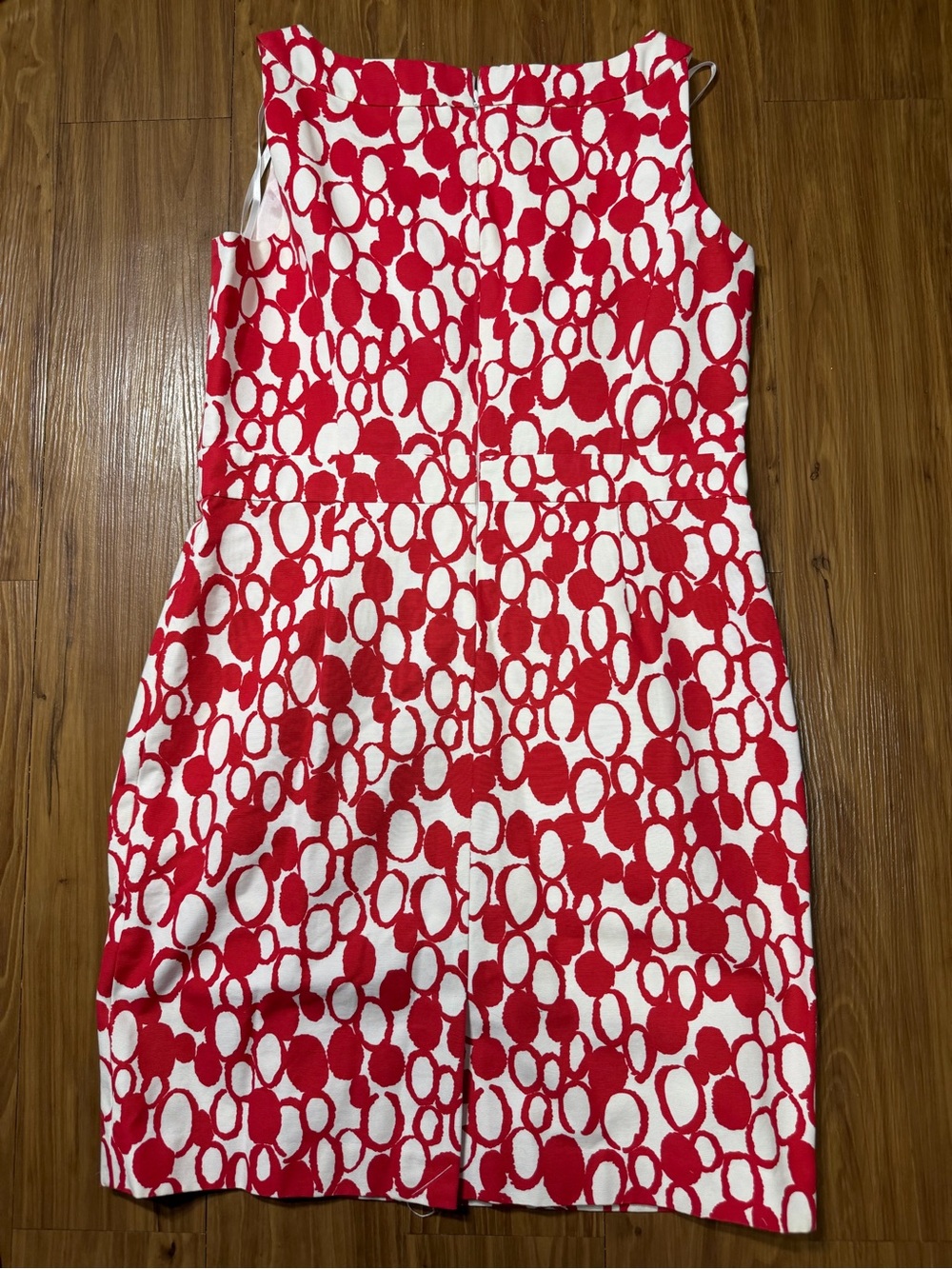 Talbots Red & White Geometric Print Sleeveless Sheath Dress - Picture 2 of 6